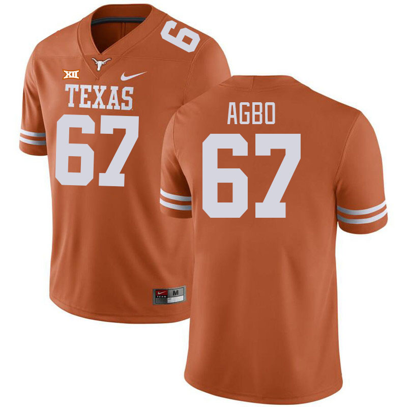 Men #67 Malik Agbo Texas Longhorns College Football Jerseys Stitched-Orange